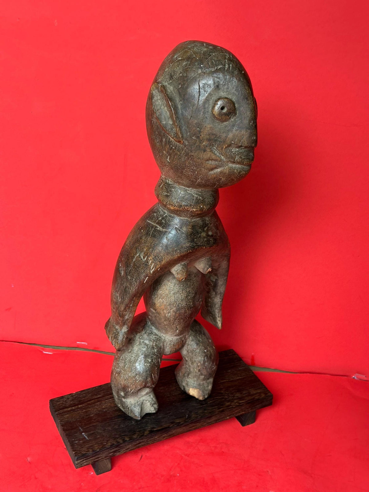 Vintage Tiv Ihambe Ancestor Figure - Stylized Guardian from Nigeria, 13.5" Tall