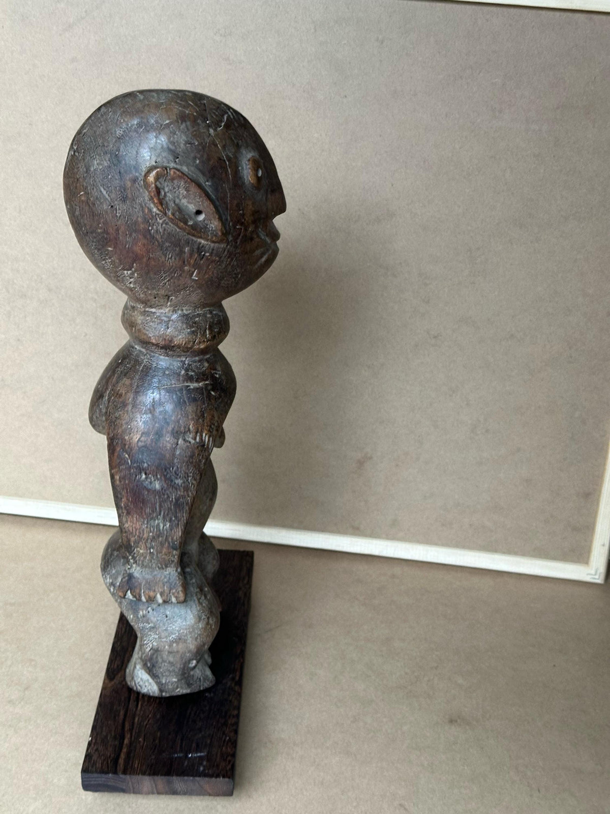 Vintage Tiv Ihambe Ancestor Figure - Stylized Guardian from Nigeria, 13.5" Tall