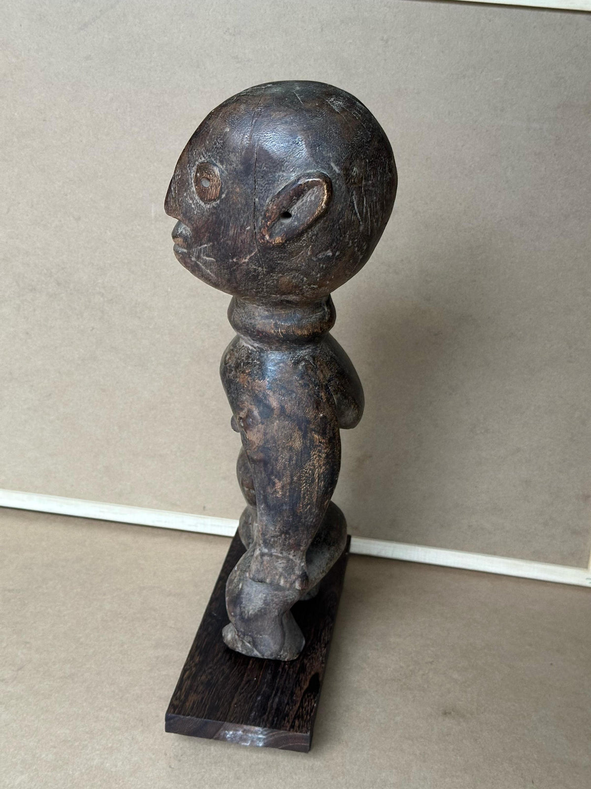 Vintage Tiv Ihambe Ancestor Figure - Stylized Guardian from Nigeria, 13.5" Tall