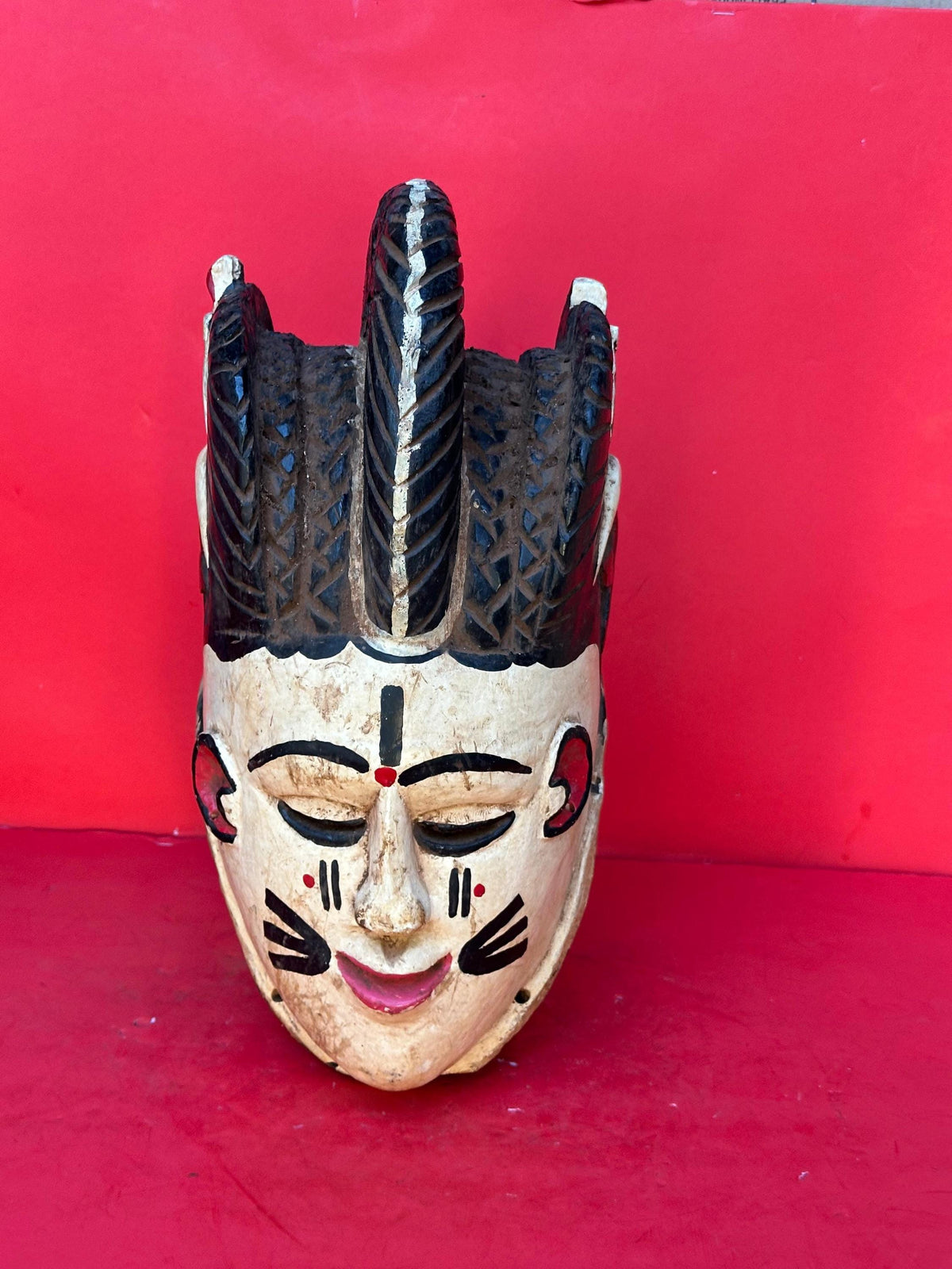 Elegant Vintage Igala Masquerade Face Mask - Obele (Maiden Spirit) - Nigeria