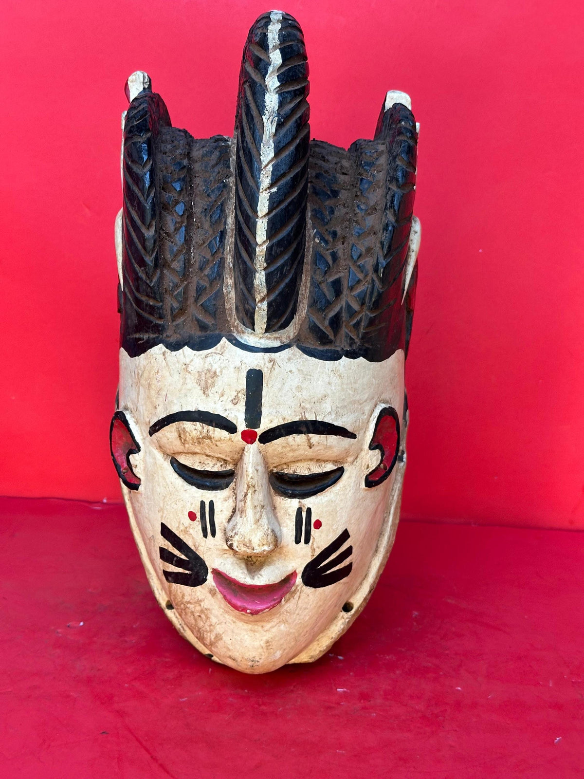 Elegant Vintage Igala Masquerade Face Mask - Obele (Maiden Spirit) - Nigeria