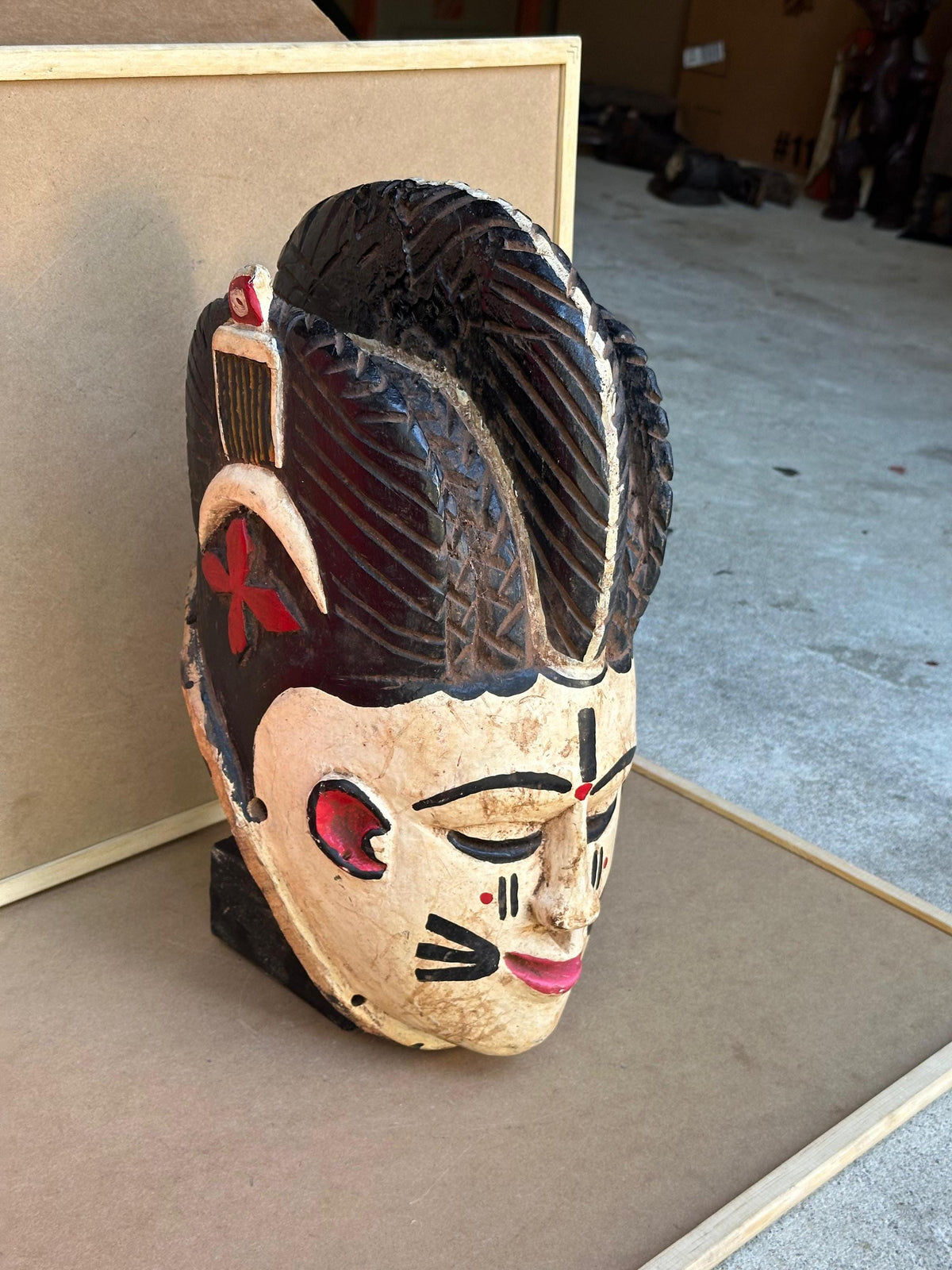 Elegant Vintage Igala Masquerade Face Mask - Obele (Maiden Spirit) - Nigeria
