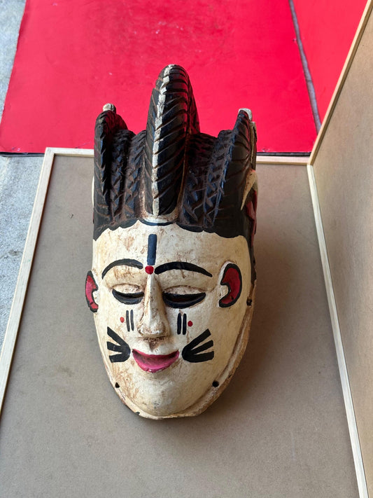 Elegant Vintage Igala Masquerade Face Mask - Obele (Maiden Spirit) - Nigeria