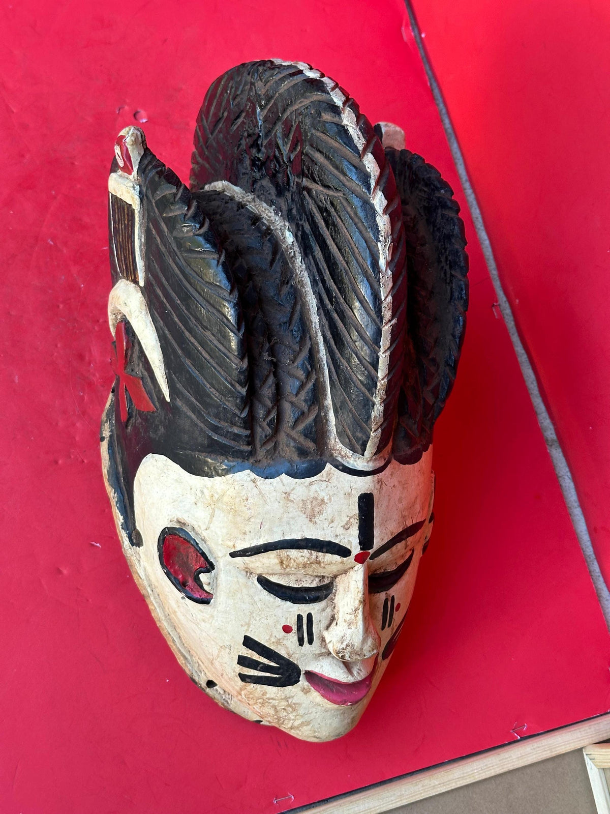 Elegant Vintage Igala Masquerade Face Mask - Obele (Maiden Spirit) - Nigeria