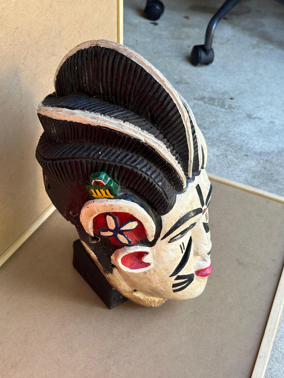 Vintage Igala Obele Masquerade Face Mask Carved Wood Nigeria Egu Festival