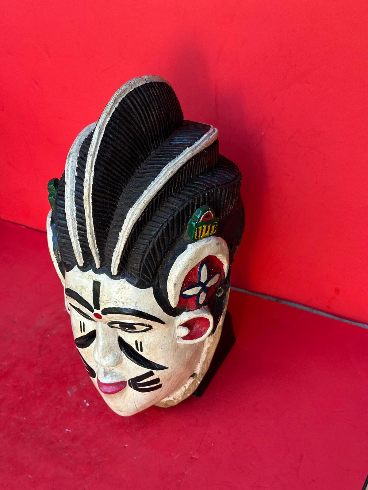 Vintage Igala Obele Masquerade Face Mask Carved Wood Nigeria Egu Festival