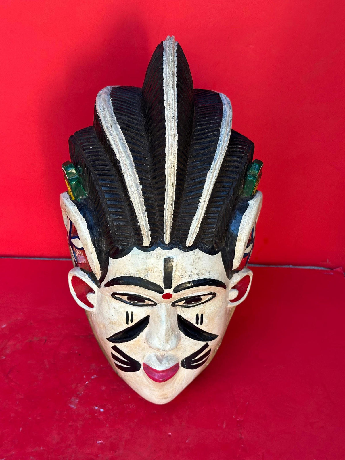 Vintage Igala Obele Masquerade Face Mask Carved Wood Nigeria Egu Festival