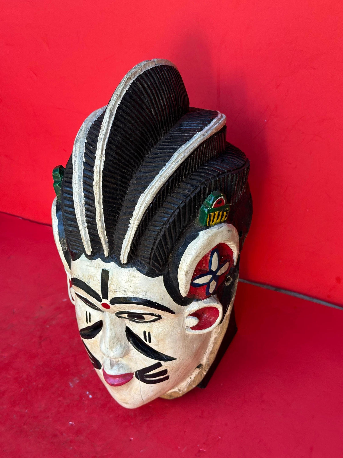 Vintage Igala Obele Masquerade Face Mask Carved Wood Nigeria Egu Festival