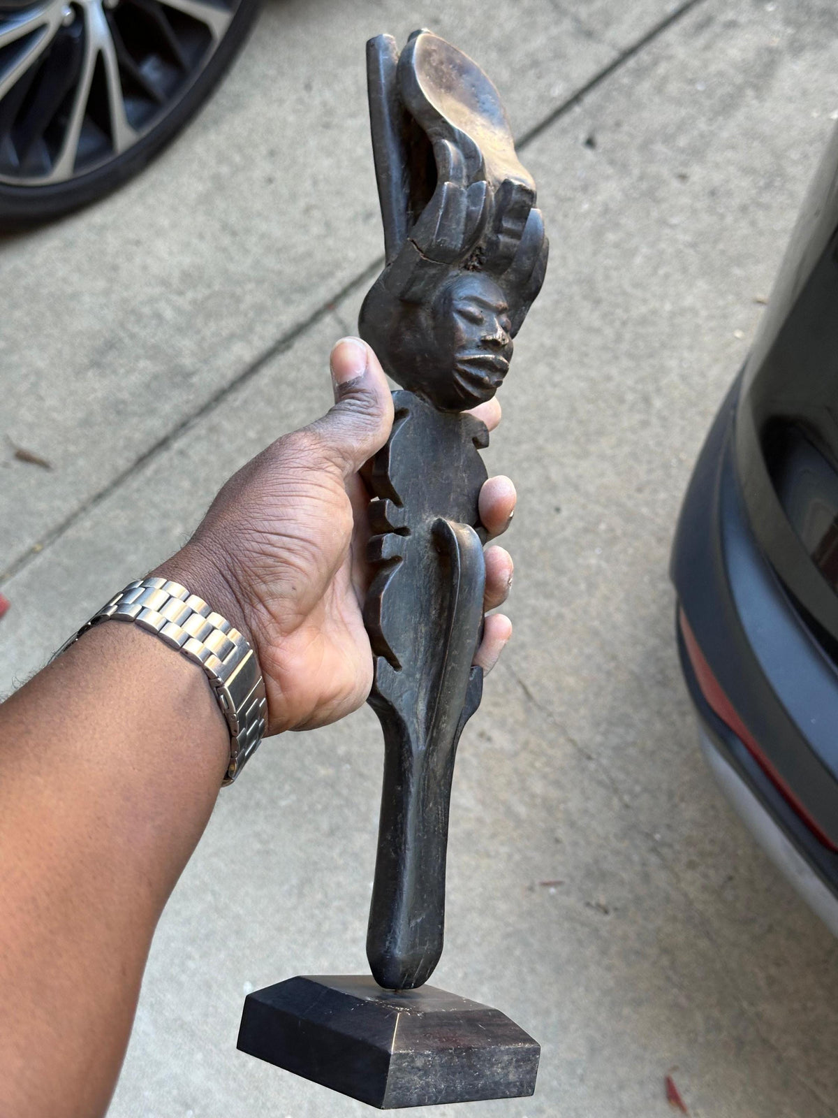 Vintage Chokwe Command Staff with Carved Head (16") | Angola/DRC