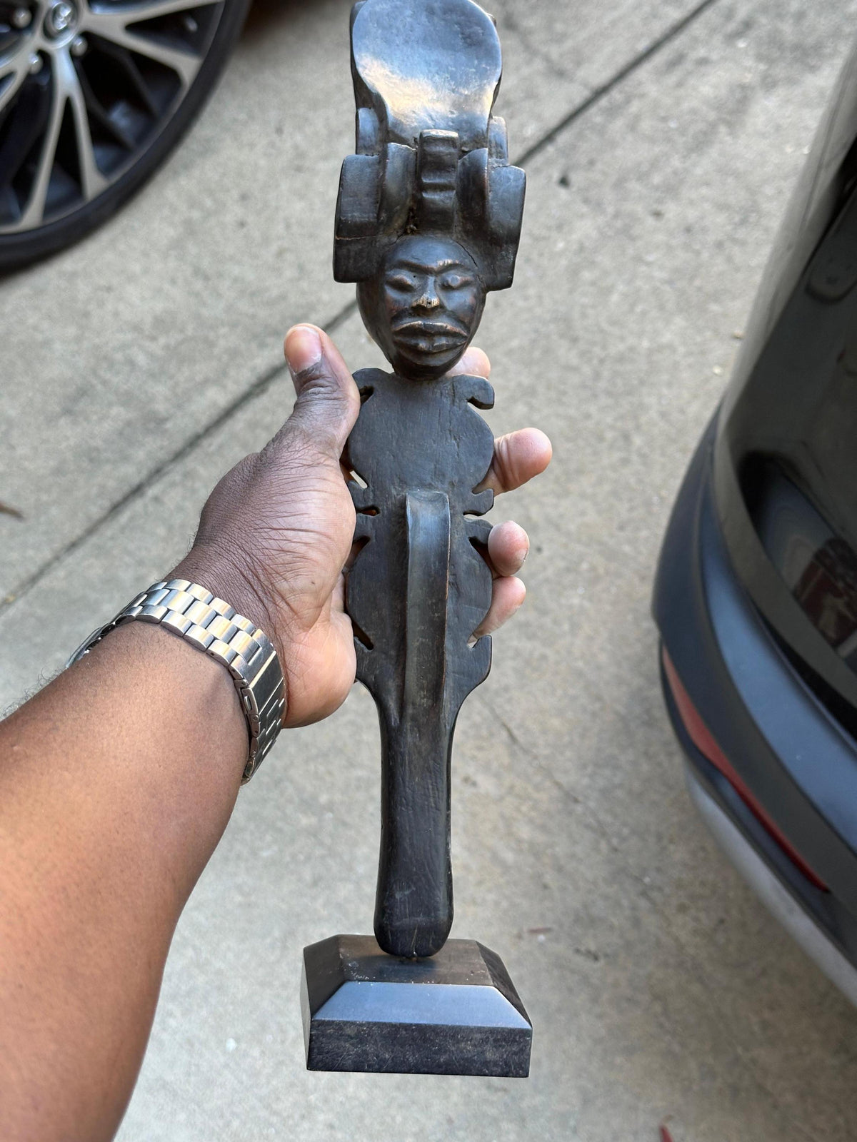 Vintage Chokwe Command Staff with Carved Head (16") | Angola/DRC