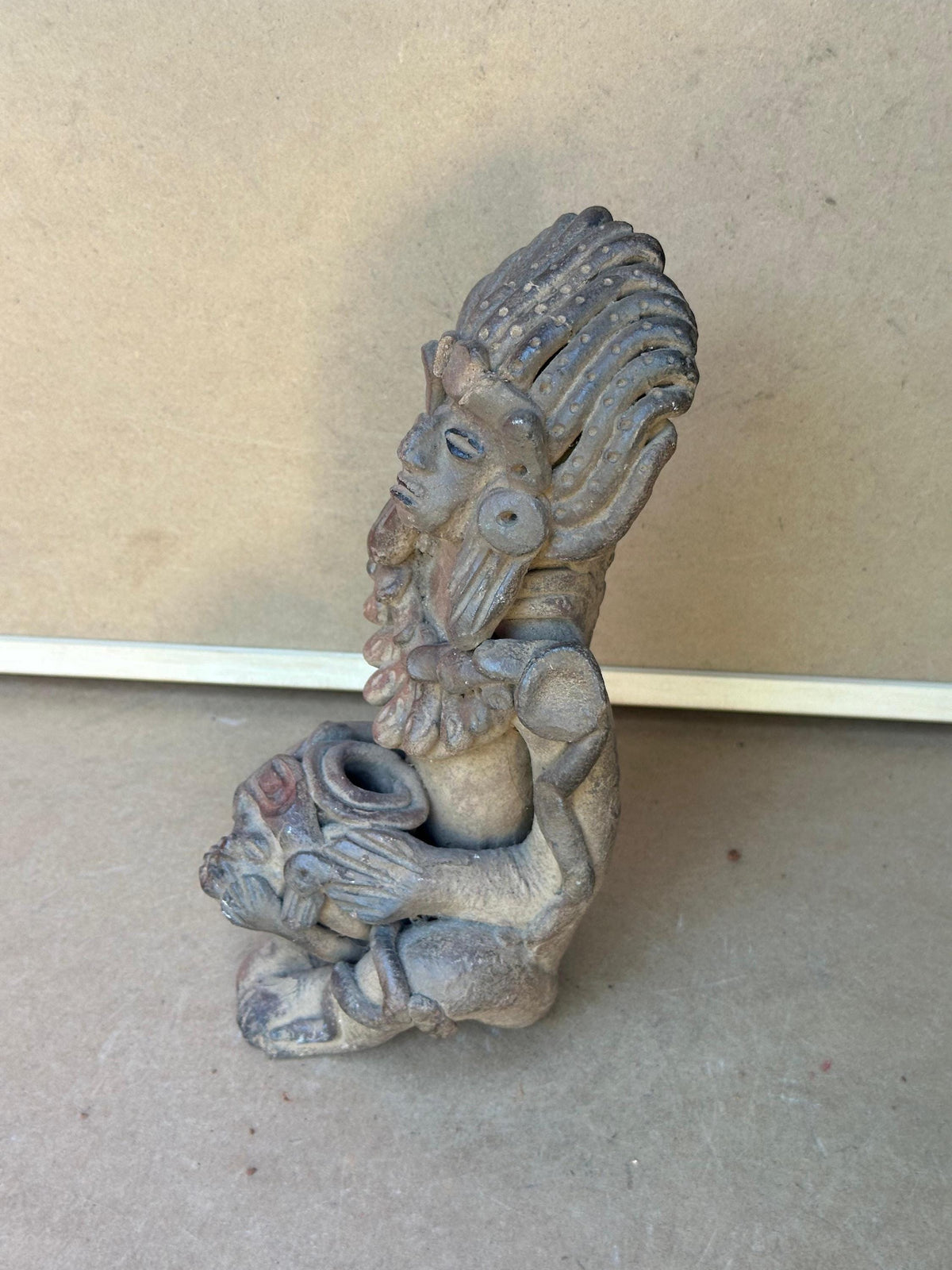 Exquisite Mesoamerican-Style Terracotta Ceremonial Figure 9"