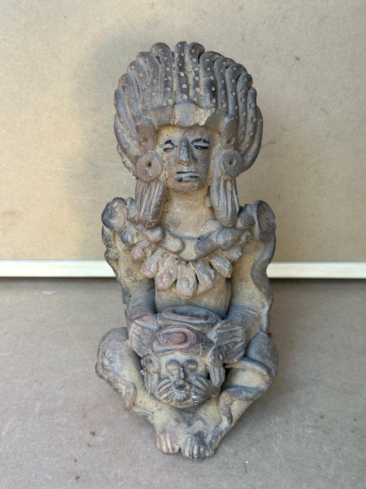 Exquisite Mesoamerican-Style Terracotta Ceremonial Figure 9"