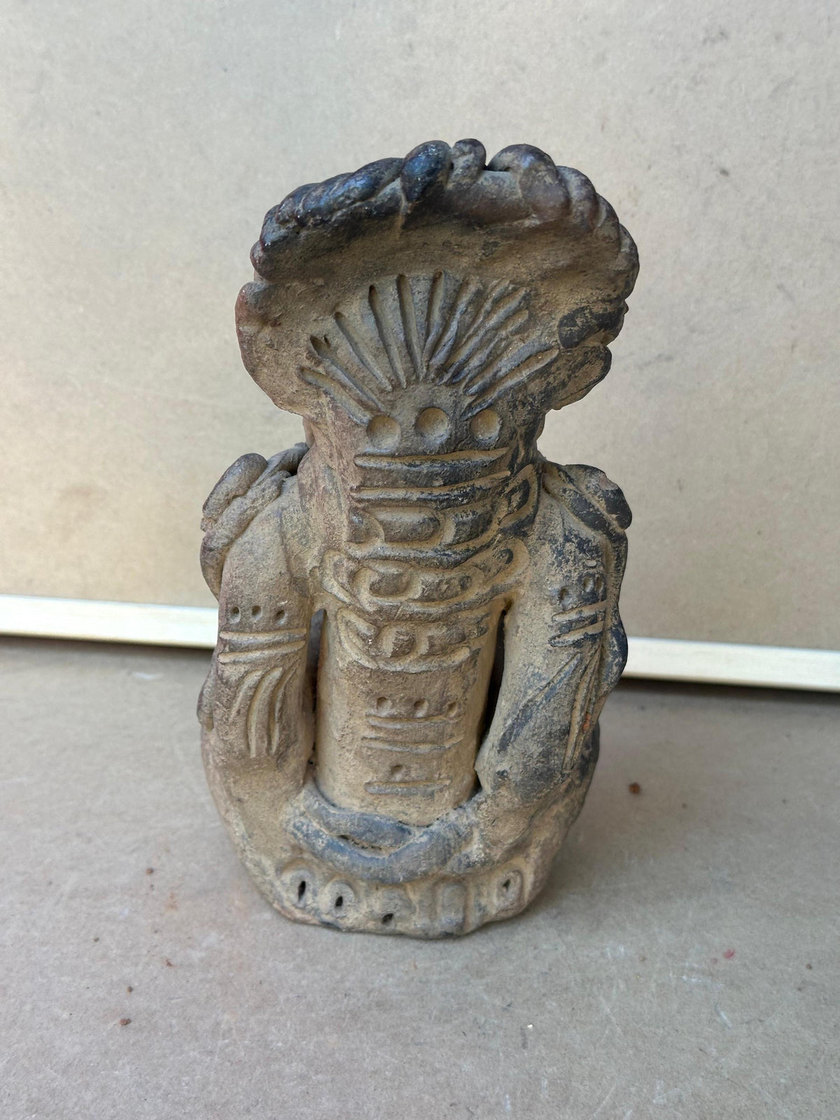 Exquisite Mesoamerican-Style Terracotta Ceremonial Figure 9"