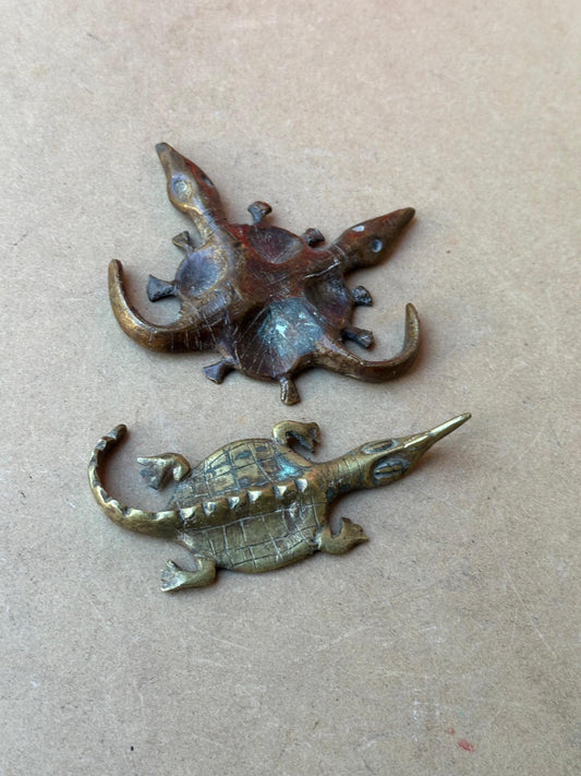 Old Akan Ashanti Brass Gold Weights (Lot of 2) 4.5"