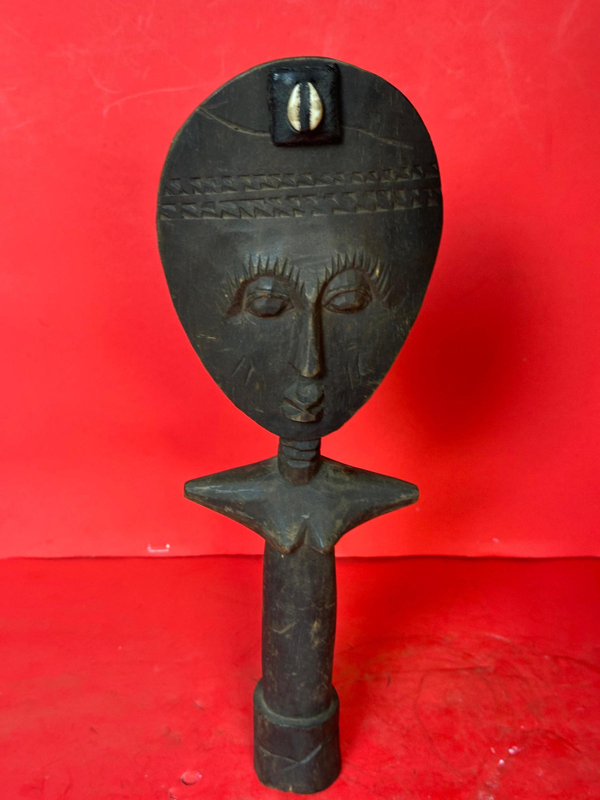 Vintage Ashanti Akuaba Fertility Doll Carved Wood Ghana African Tribal Art 14"