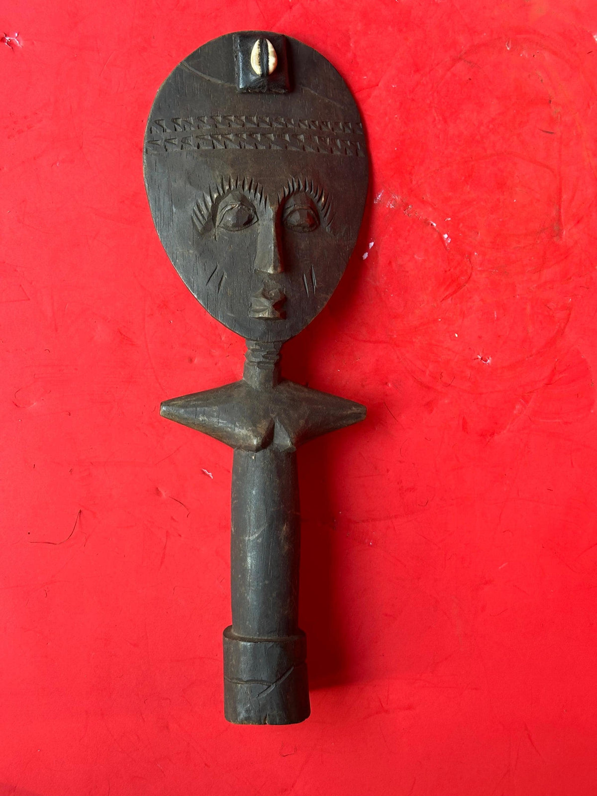 Vintage Ashanti Akuaba Fertility Doll Carved Wood Ghana African Tribal Art 14"