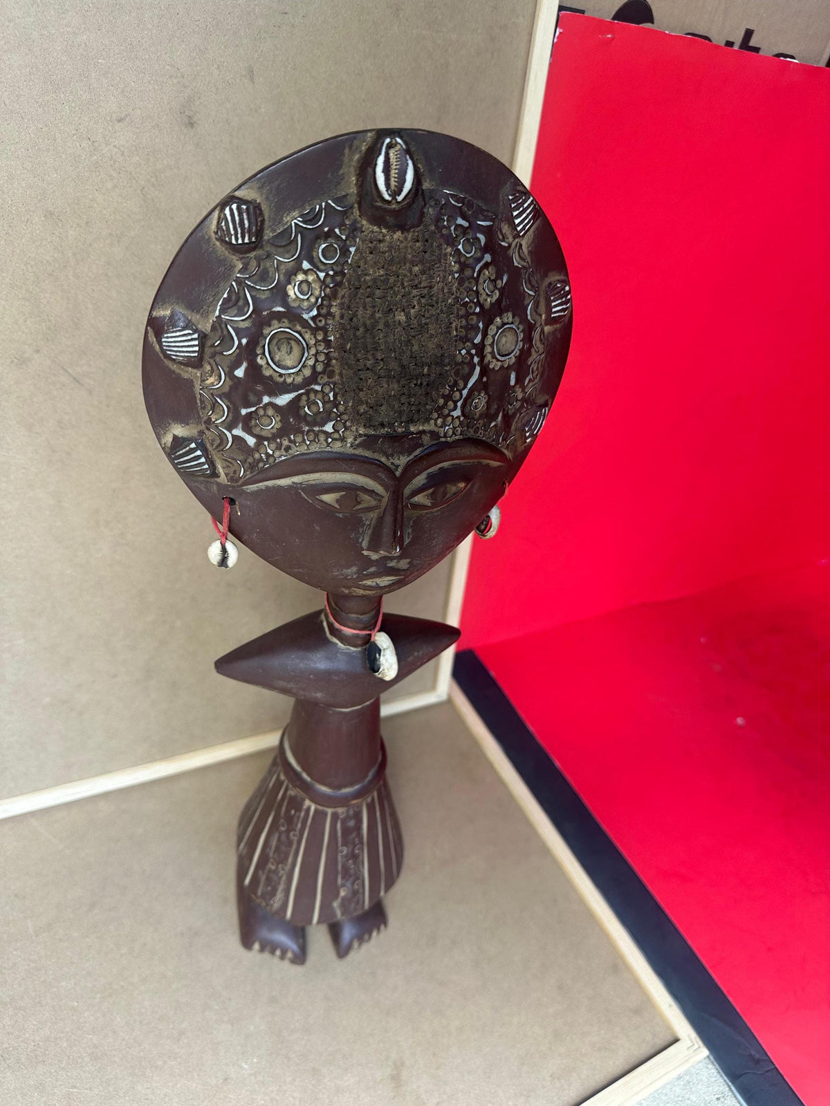Vintage Akan Akua’ba Fertility Figure - 19" Hand-Carved Wood from Ghana | African Tribal Art Decor