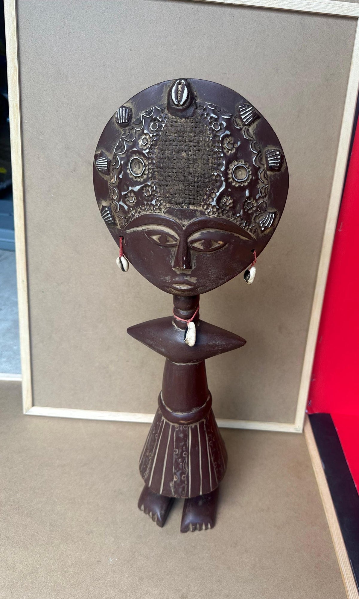 Vintage Akan Akua’ba Fertility Figure - 19" Hand-Carved Wood from Ghana | African Tribal Art Decor