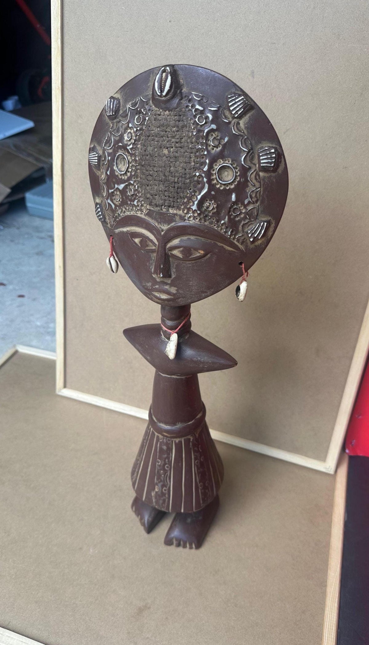 Vintage Akan Akua’ba Fertility Figure - 19" Hand-Carved Wood from Ghana | African Tribal Art Decor