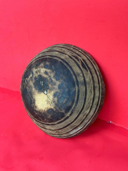 Vintage Fulani Milk Bowl (Tummude) - Engraved Pastoral Art (10") | African Tribal Art Decor