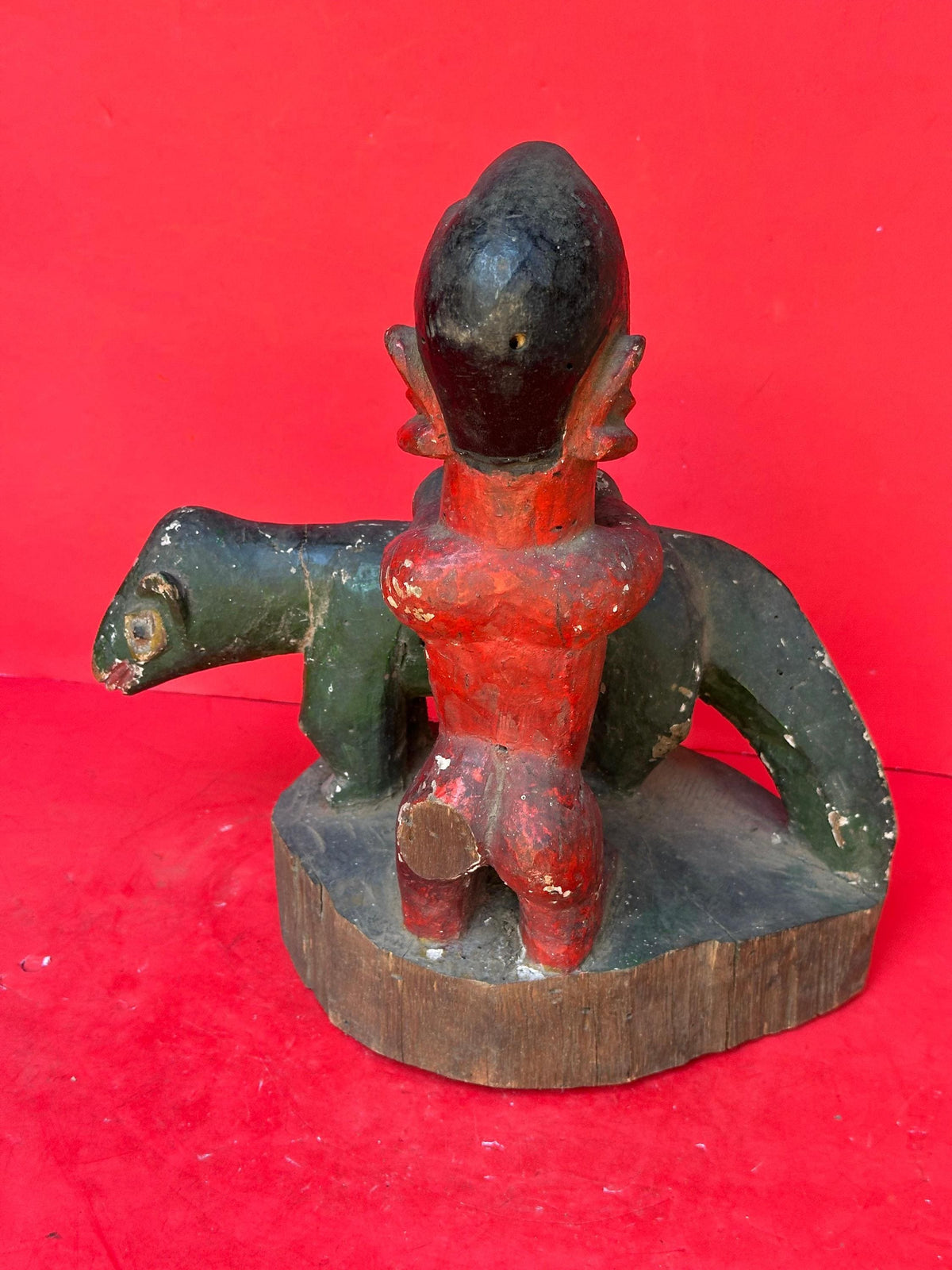 Vintage Yoruba Shrine Sculpture: Man Performing Ritual Sacrifice 12.5"