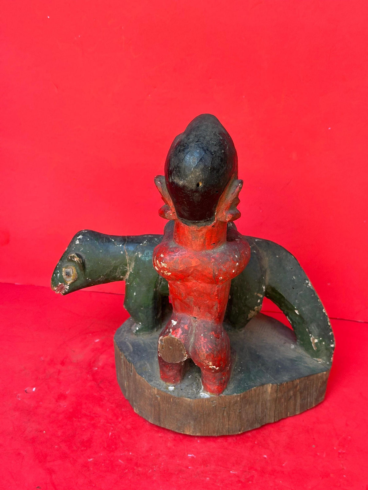 Vintage Yoruba Shrine Sculpture: Man Performing Ritual Sacrifice 12.5"