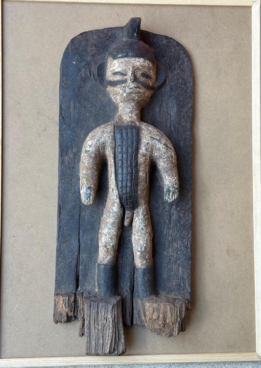 Vintage Painted Kwele Ancestor Plaque | African Tribal Art Decor