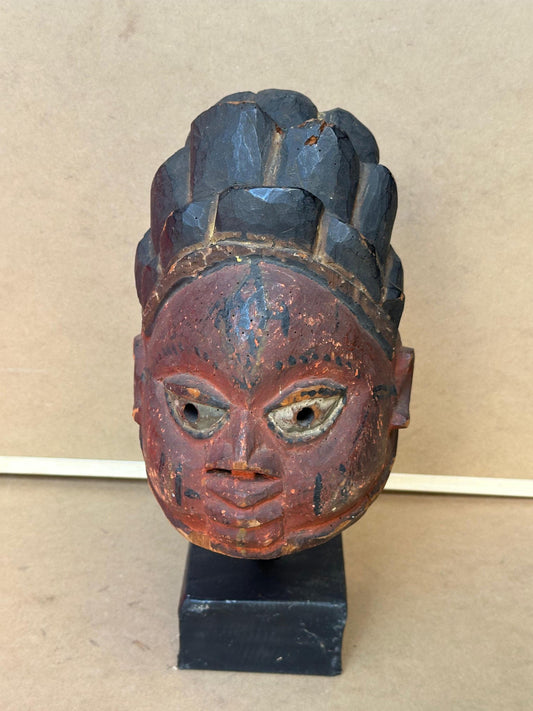 Yoruba Gelede Mask Head, Vintage Carved Wood Nigerian Masquerade Headdress, West African Tribal Art