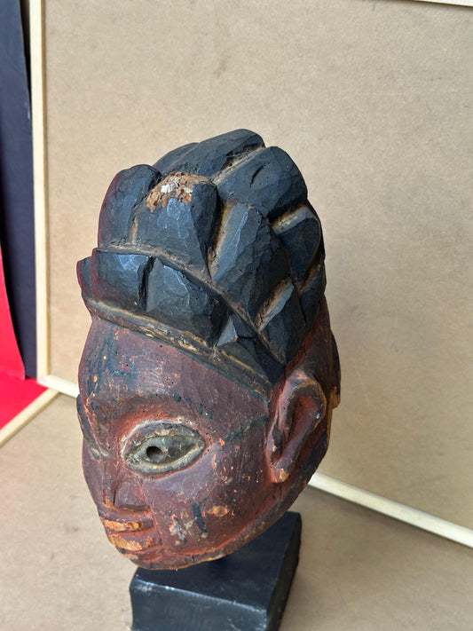 Vintage Yoruba Gelede Mask Head Carved Wood Nigeria African Tribal Art