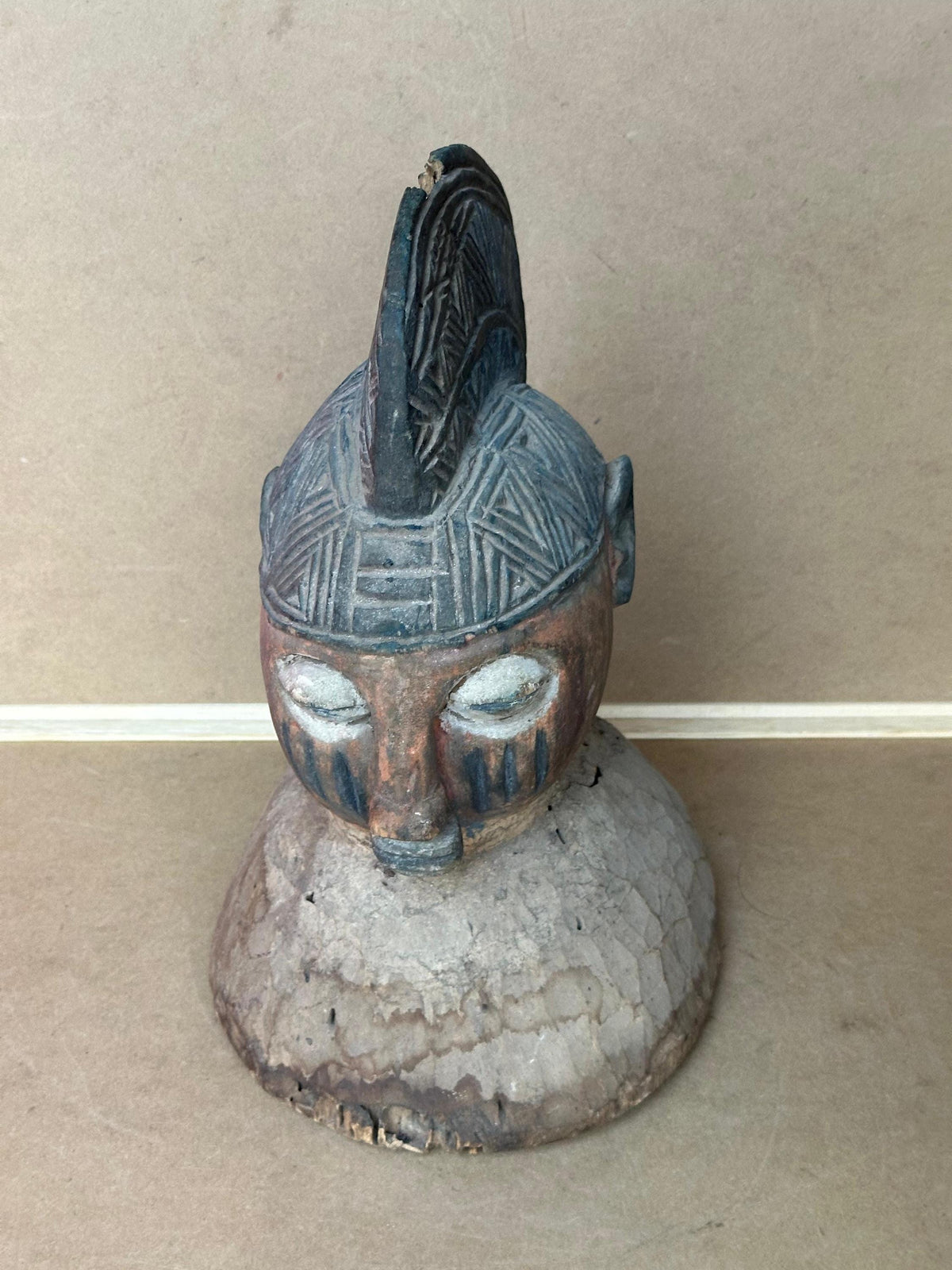 Vintage Yoruba Gelede Masquerade Head Crest - Elaborate Coiffure (12.5")