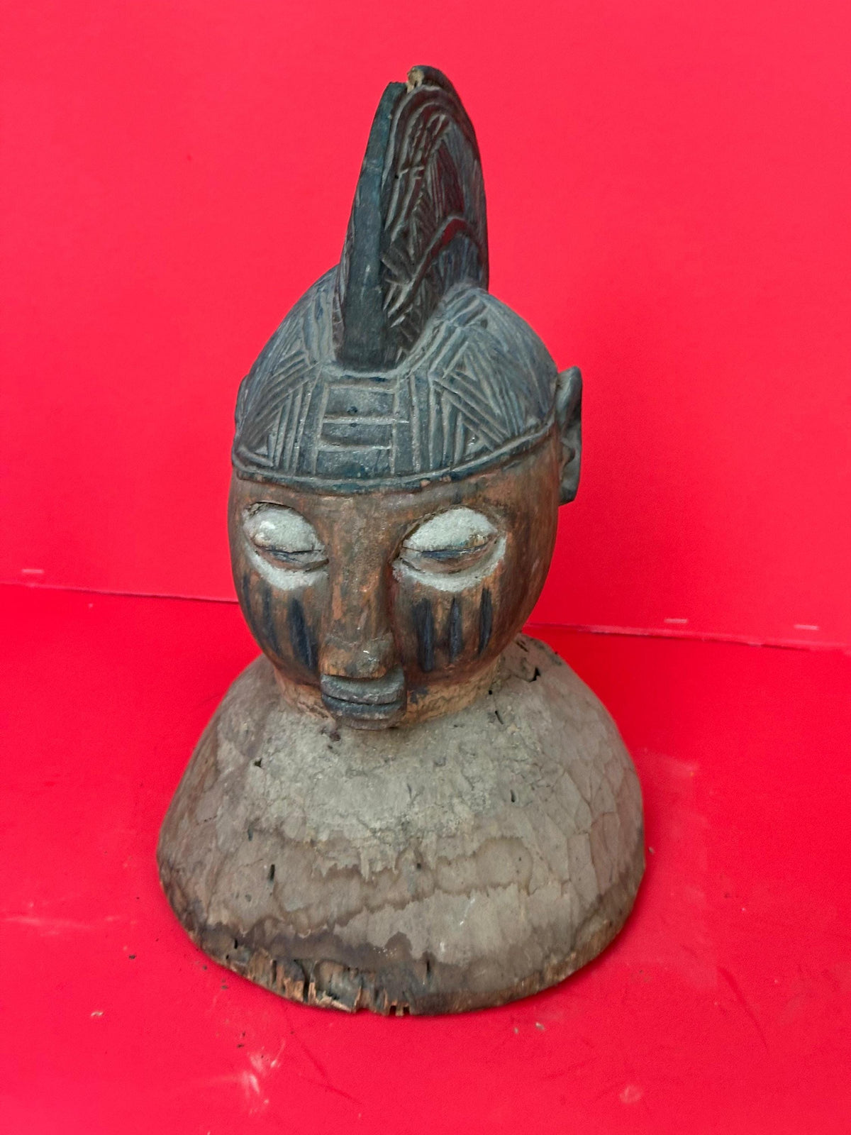 Vintage Yoruba Gelede Masquerade Head Crest - Elaborate Coiffure (12.5")