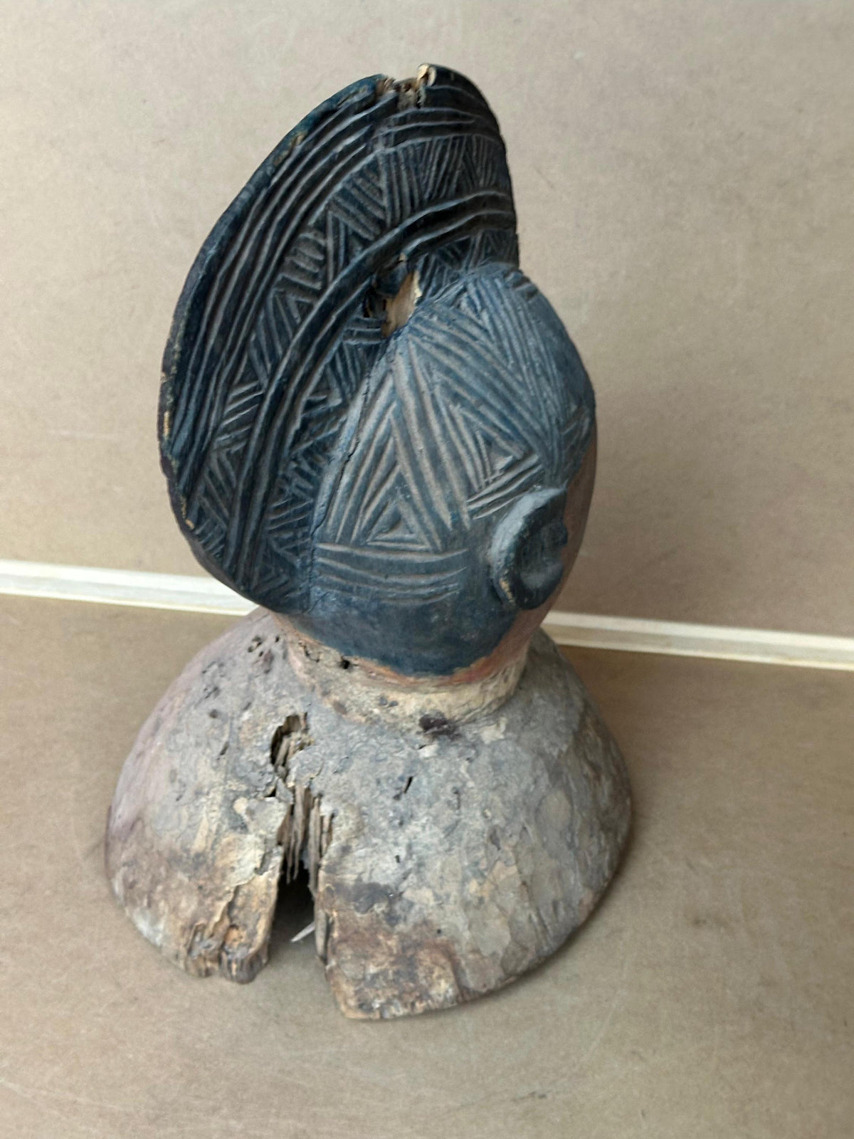 Vintage Yoruba Gelede Masquerade Head Crest - Elaborate Coiffure (12.5")
