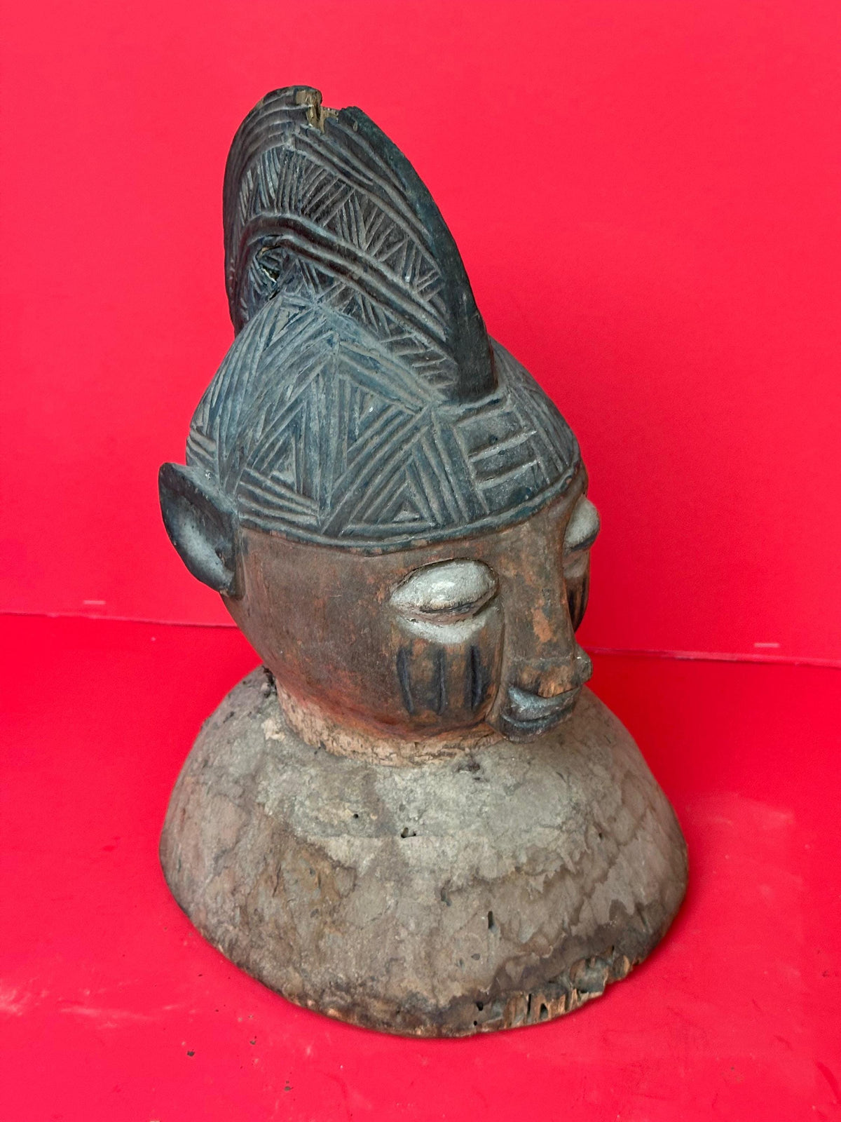 Vintage Yoruba Gelede Masquerade Head Crest - Elaborate Coiffure (12.5")