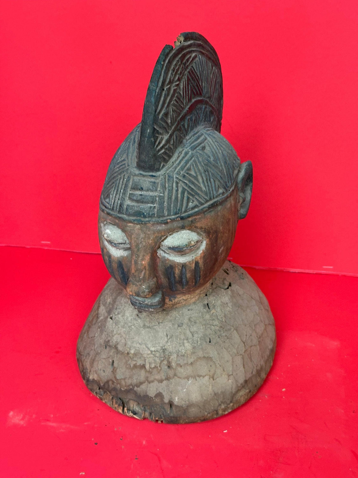 Vintage Yoruba Gelede Masquerade Head Crest - Elaborate Coiffure (12.5")