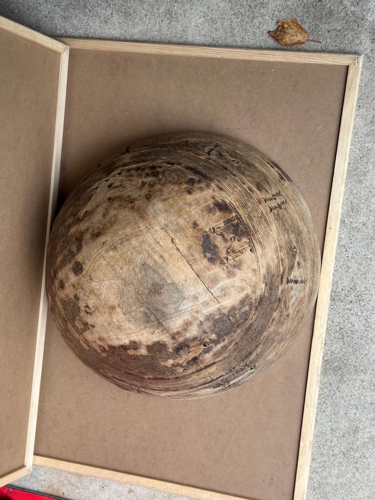 Extra Large Vintage Fulani Calabash Bowl Tummude Indigenous Repairs Gourd