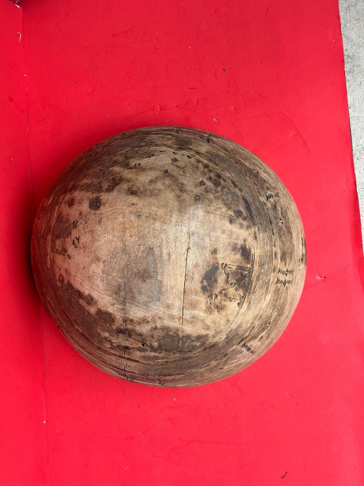 Extra Large Vintage Fulani Calabash Bowl Tummude Indigenous Repairs Gourd