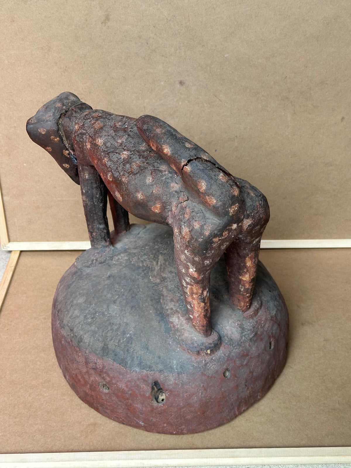 Vintage Yoruba Epa Helmet Mask Leopard Finial Carved Wood Nigeria African Art