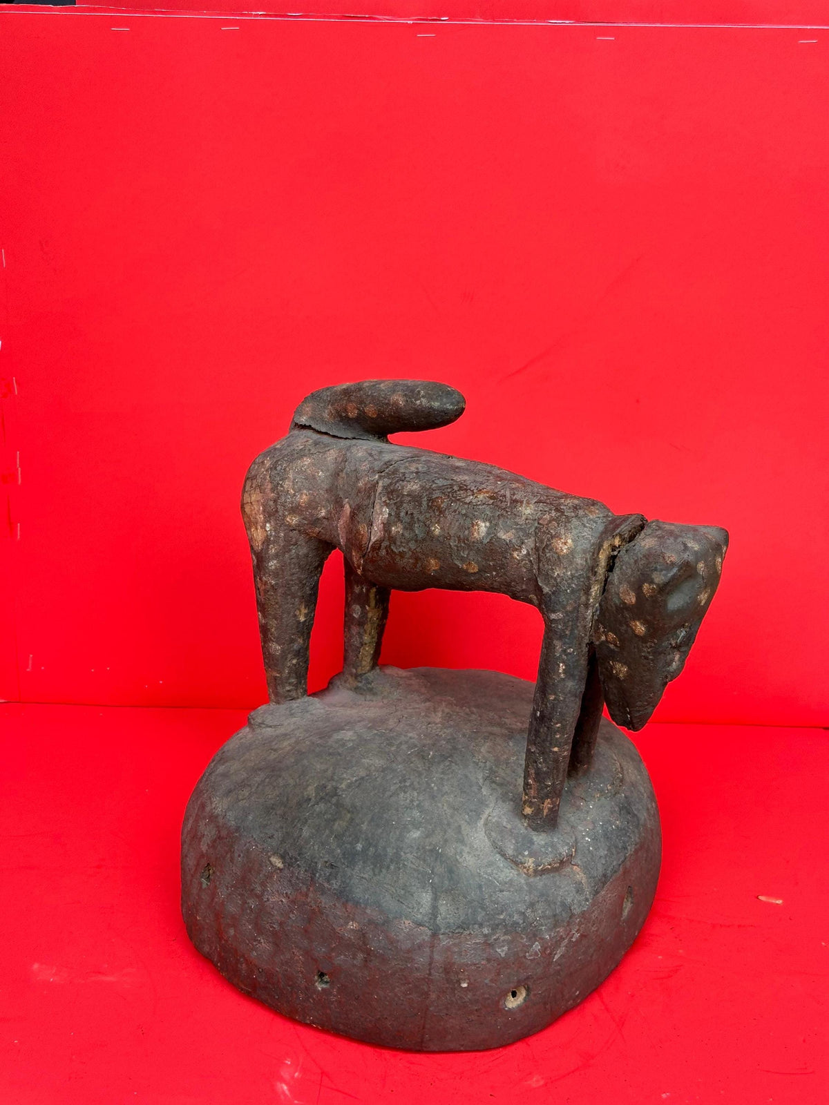 Vintage Yoruba Epa Helmet Mask Leopard Finial Carved Wood Nigeria African Art