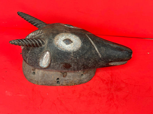 Vintage Igala Ofogoli Antelope Mask Zoomorphic Headpiece Carved Wood 15"