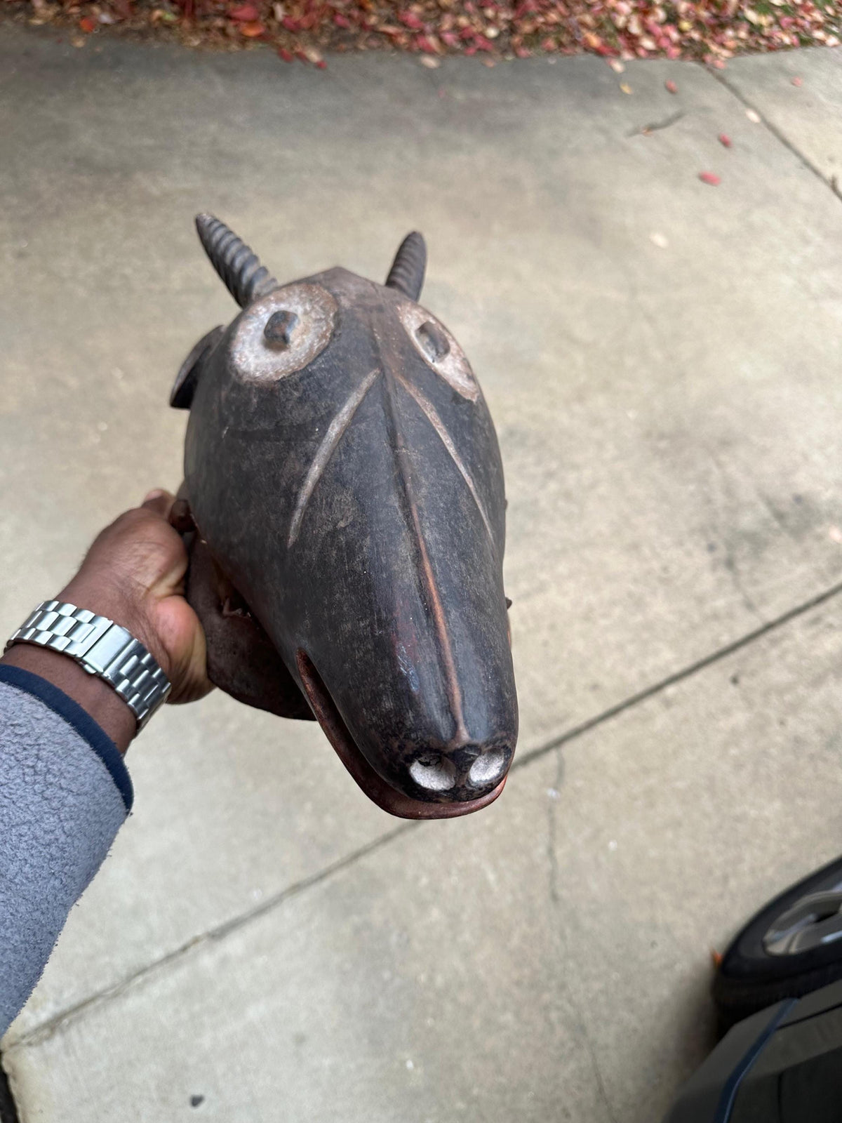 Vintage Igala Ofogoli Antelope Mask Zoomorphic Headpiece Carved Wood 15"