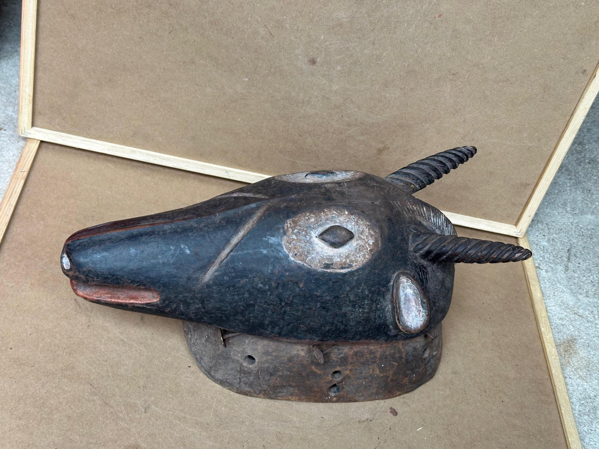 Vintage Igala Ofogoli Antelope Mask Zoomorphic Headpiece Carved Wood 15"