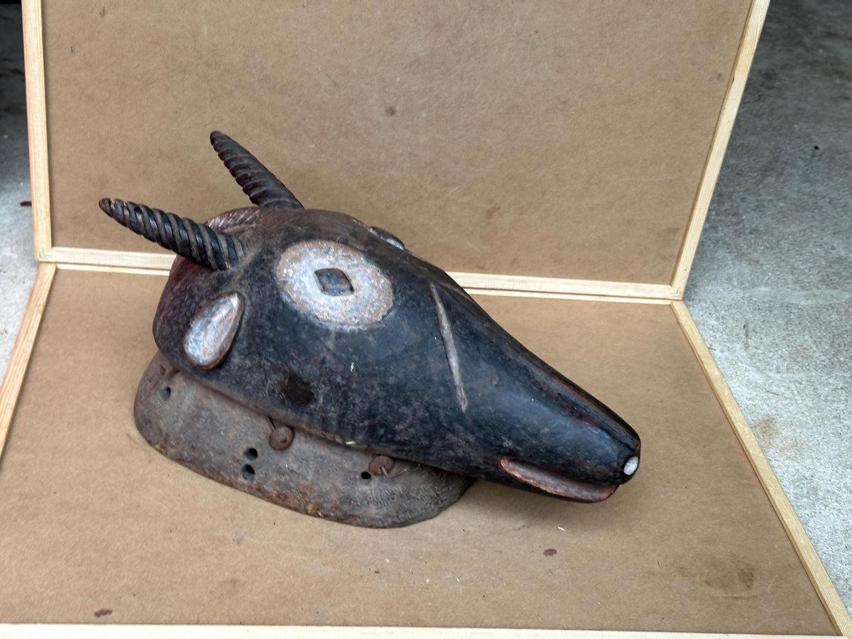 Vintage Igala Ofogoli Antelope Mask Zoomorphic Headpiece Carved Wood 15"