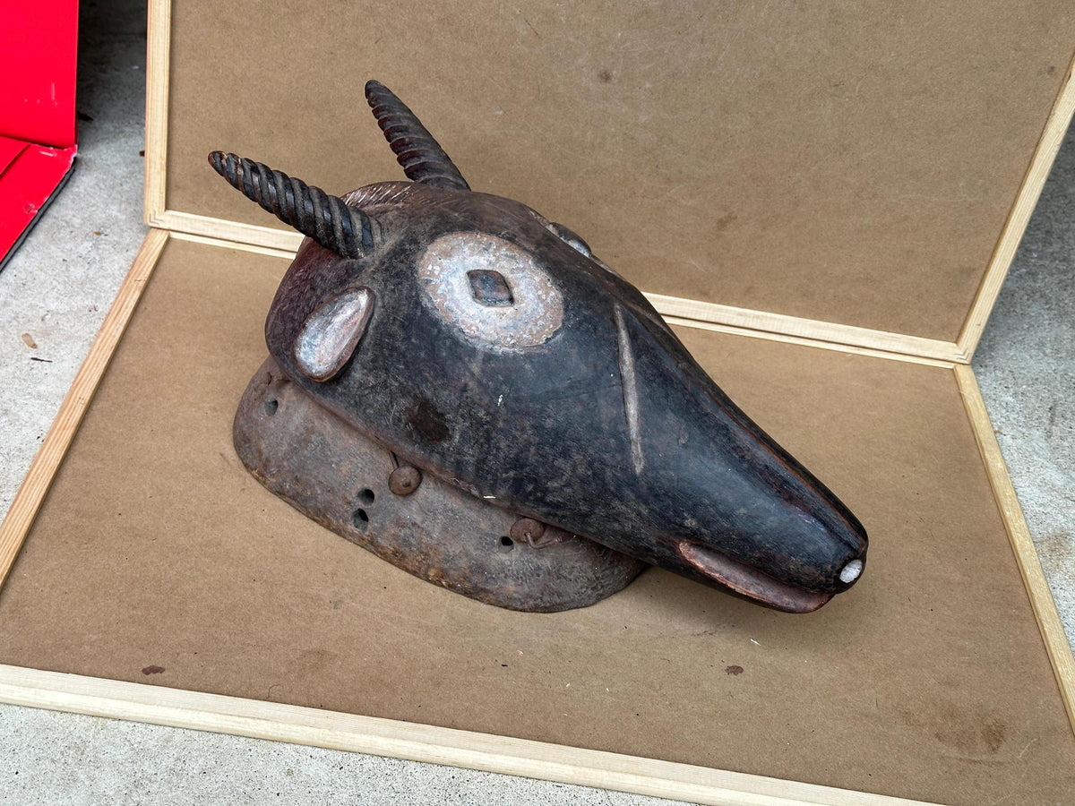 Vintage Igala Ofogoli Antelope Mask Zoomorphic Headpiece Carved Wood 15"