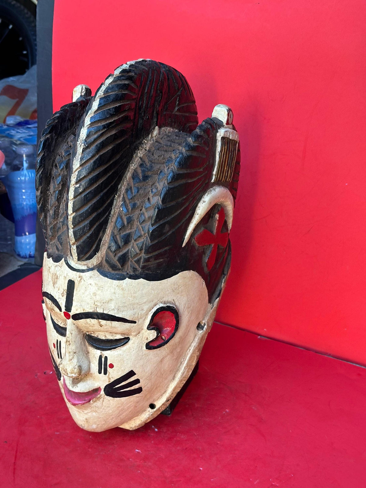 Elegant Vintage Igala Masquerade Face Mask - Obele (Maiden Spirit) - Nigeria