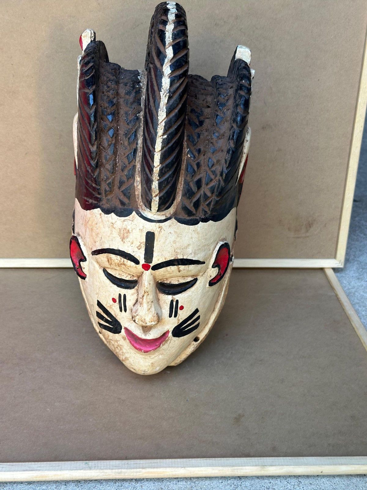 Elegant Vintage Igala Masquerade Face Mask - Obele (Maiden Spirit) - Nigeria