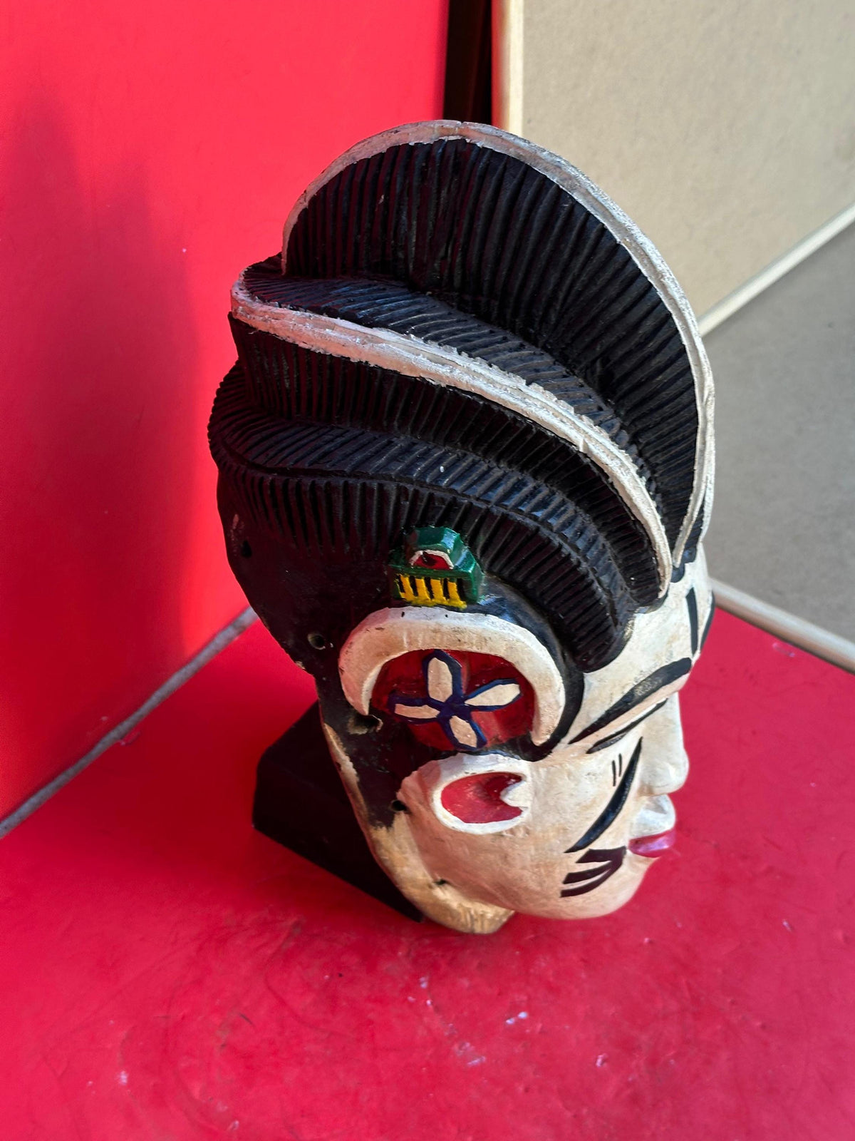 Vintage Igala Obele Masquerade Face Mask Carved Wood Nigeria Egu Festival