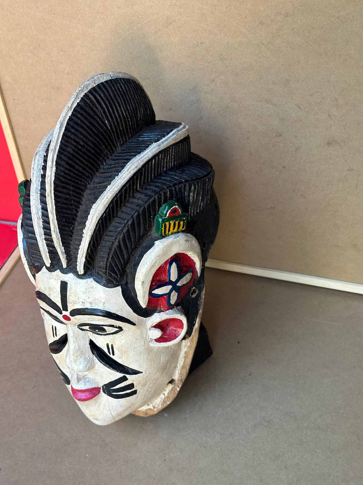 Vintage Igala Obele Masquerade Face Mask Carved Wood Nigeria Egu Festival