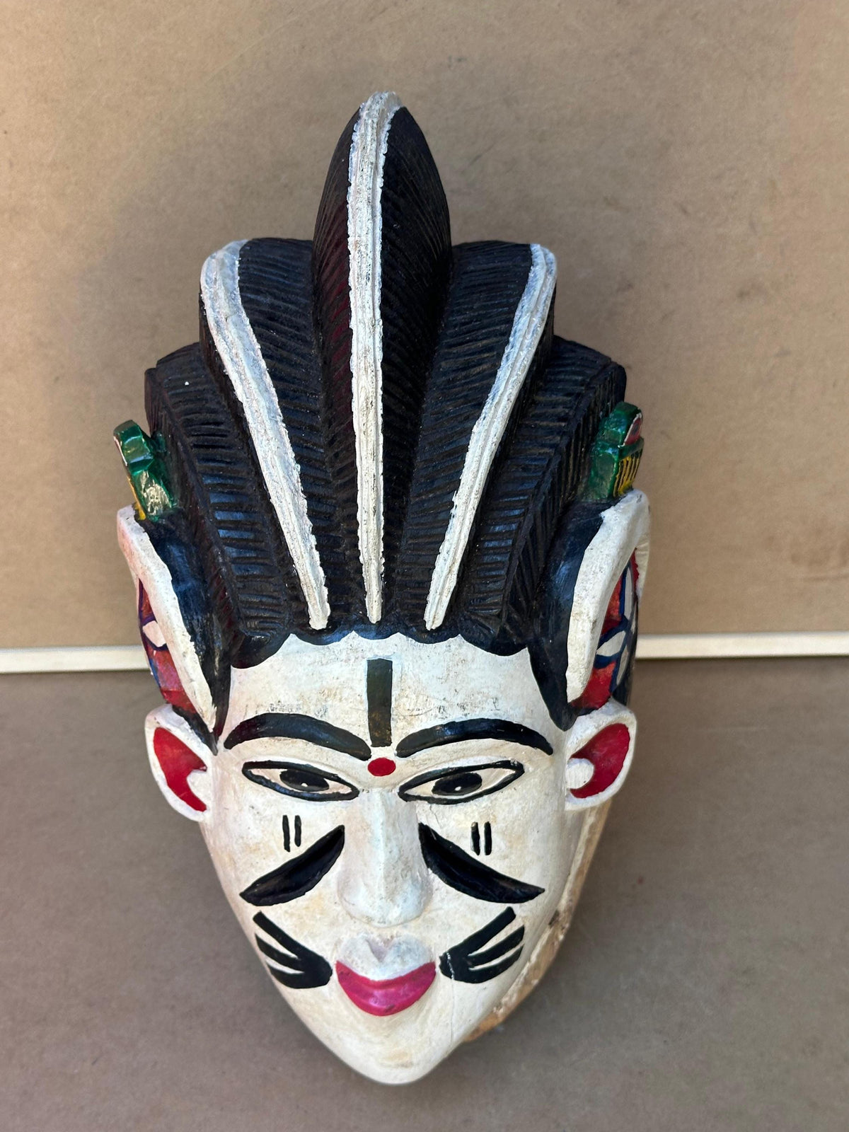 Vintage Igala Obele Masquerade Face Mask Carved Wood Nigeria Egu Festival