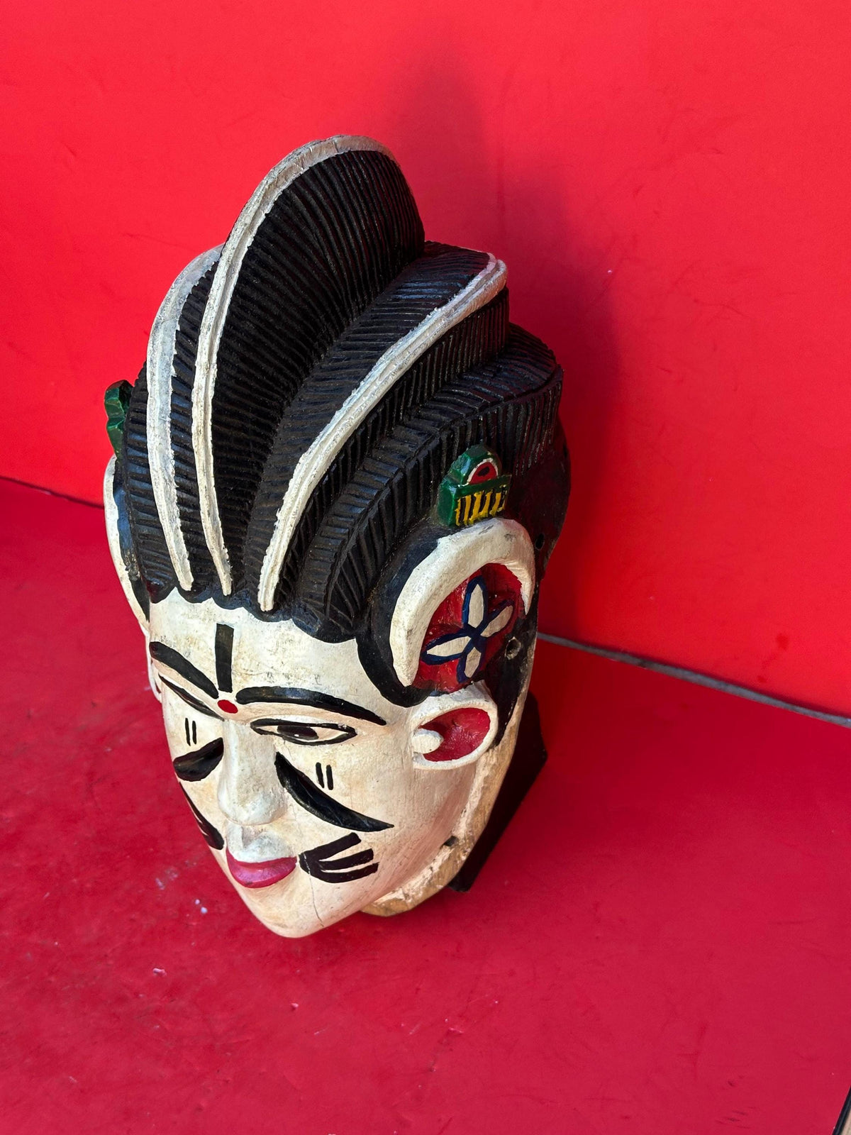 Vintage Igala Obele Masquerade Face Mask Carved Wood Nigeria Egu Festival