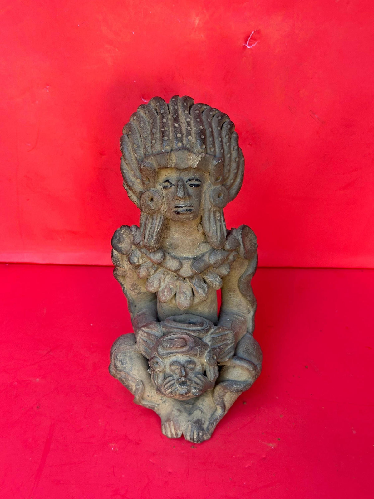 Exquisite Mesoamerican-Style Terracotta Ceremonial Figure 9"